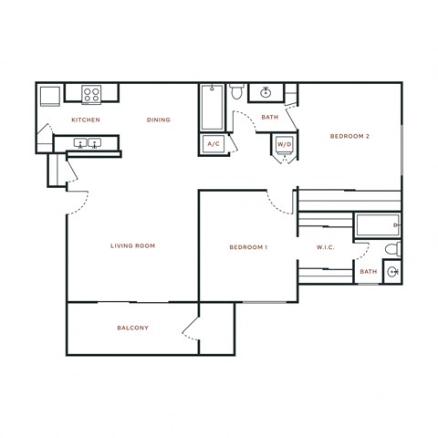 Artisan Oaks 2 Bed 2 Bath (Plan C) Floor Plan Image